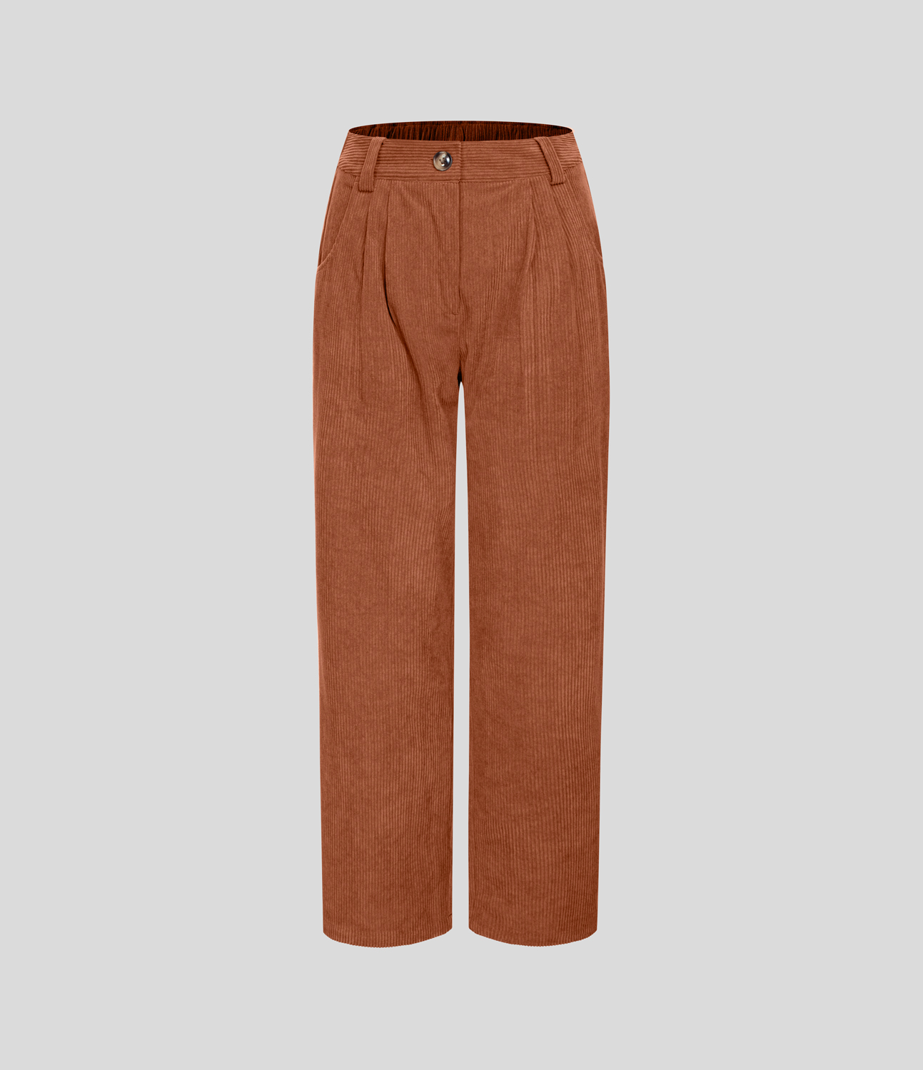 Mid Rise Zipper Pocket Corduroy Casual Pants