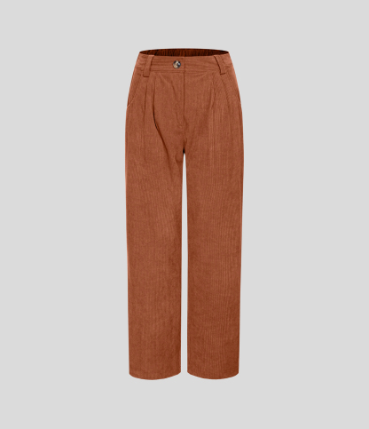 Mid Rise Zipper Pocket Corduroy Casual Pants