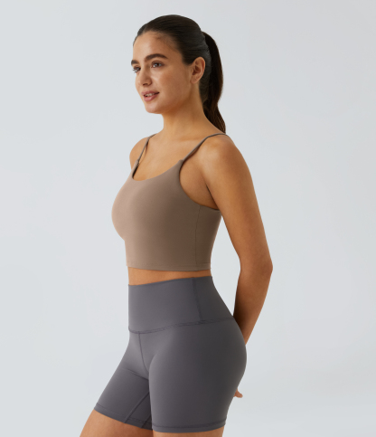 Basic Padded Workout Cropped Low Support Tank Top A-C Cups
