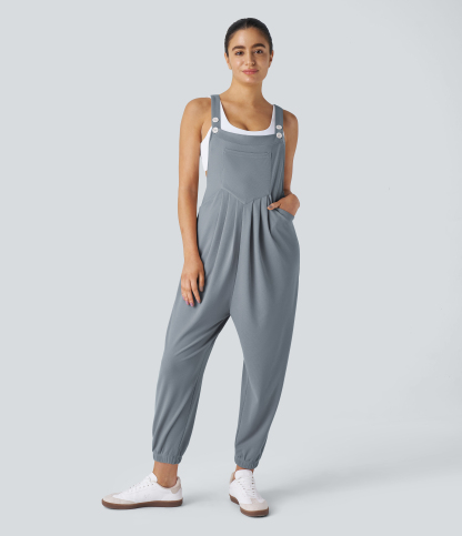 Pockets Waffle Casual Jogger Overalls