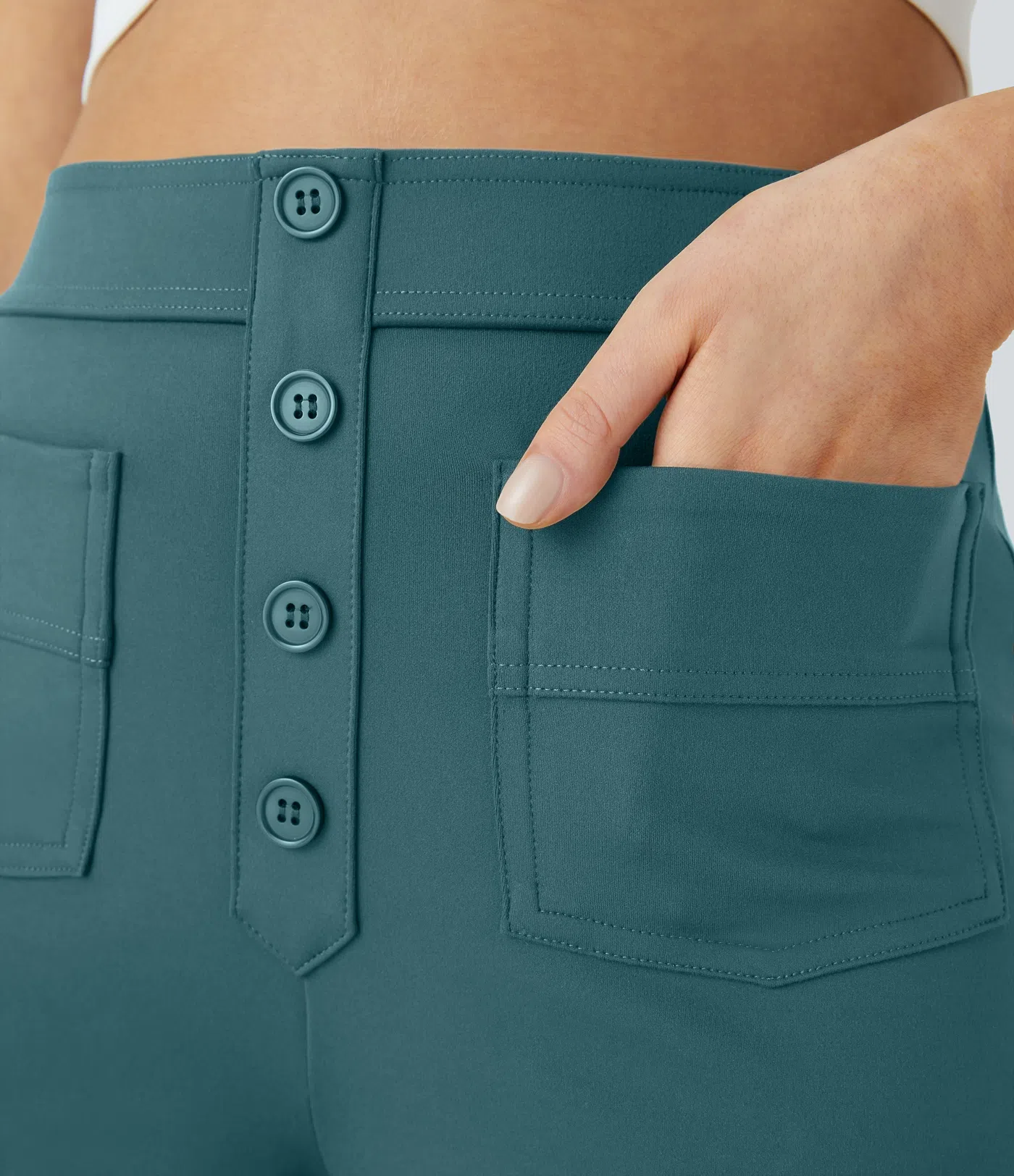 DayStretch High Waisted Pockets Straight Leg Casual Pants