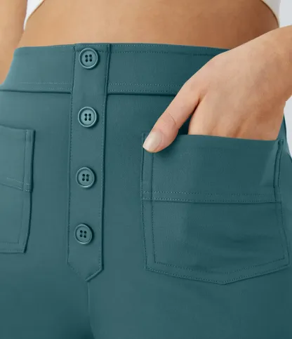 DayStretch High Waisted Pockets Straight Leg Casual Pants