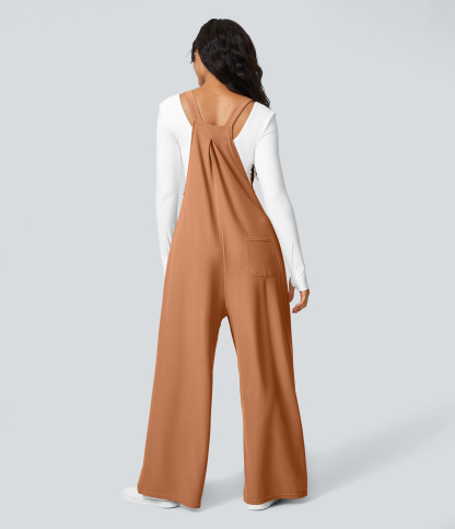 Pockets Waffle Casual Overalls