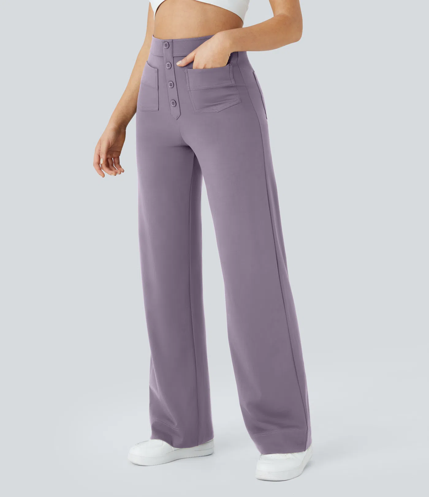 DayStretch High Waisted Pockets Straight Leg Casual Pants