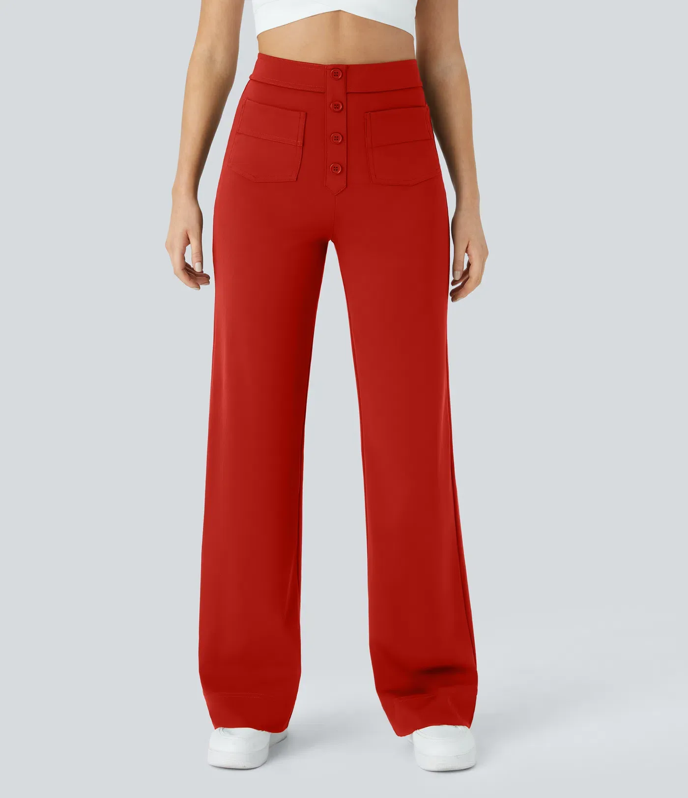 DayStretch High Waisted Pockets Straight Leg Casual Pants