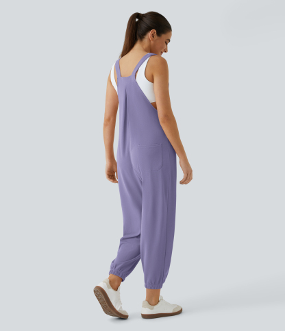 Pockets Waffle Casual Jogger Overalls