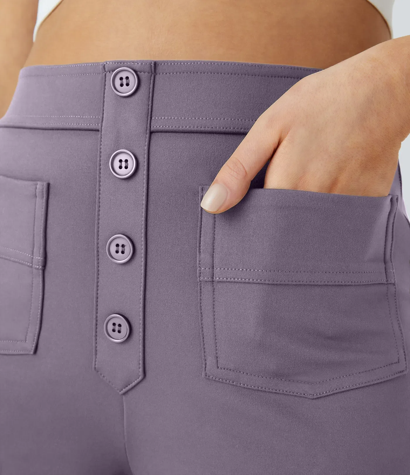 DayStretch High Waisted Pockets Straight Leg Casual Pants