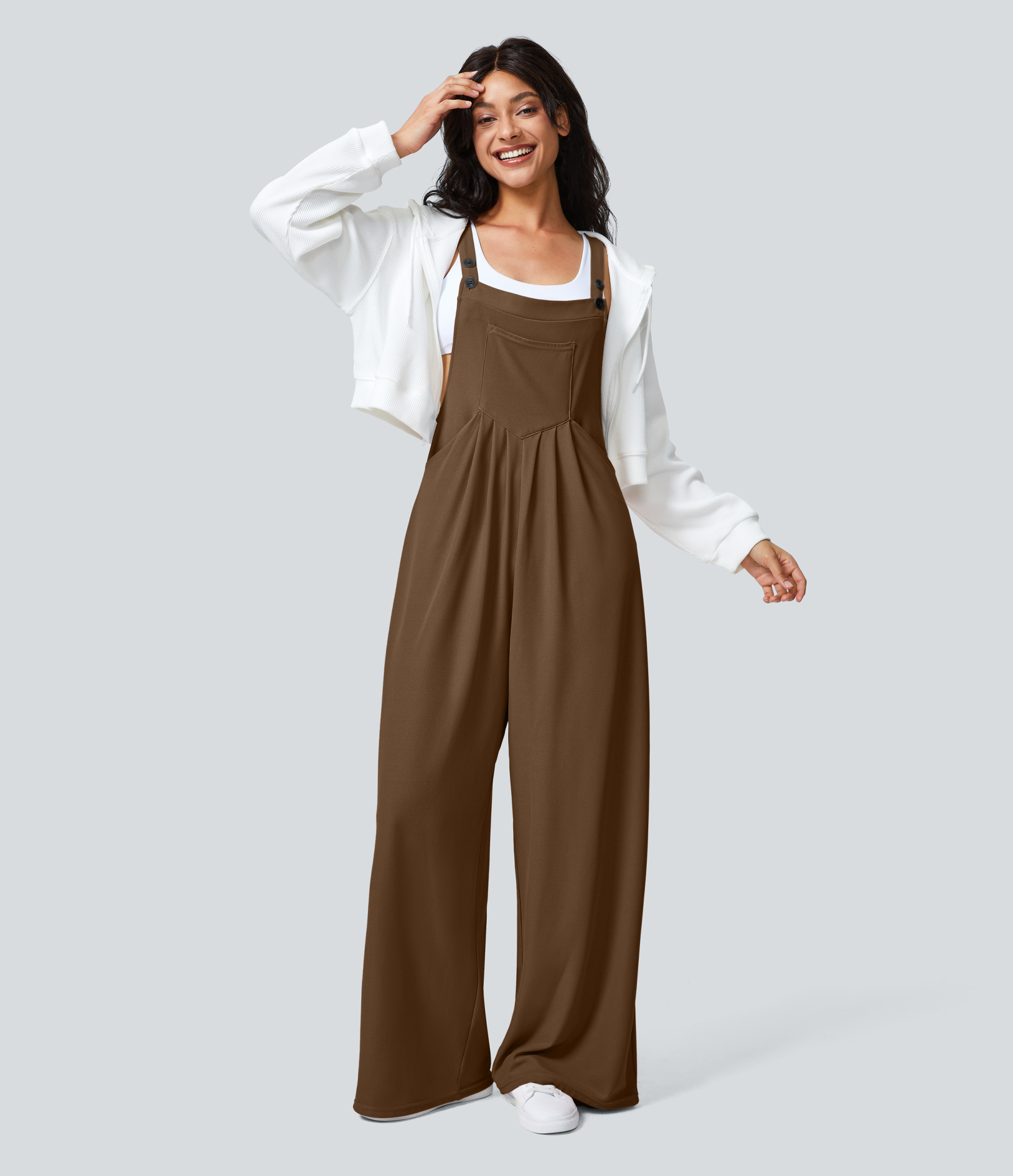 Pockets Waffle Casual Overalls