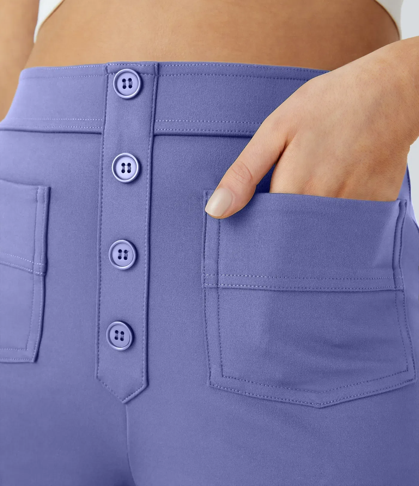 DayStretch High Waisted Pockets Straight Leg Casual Pants