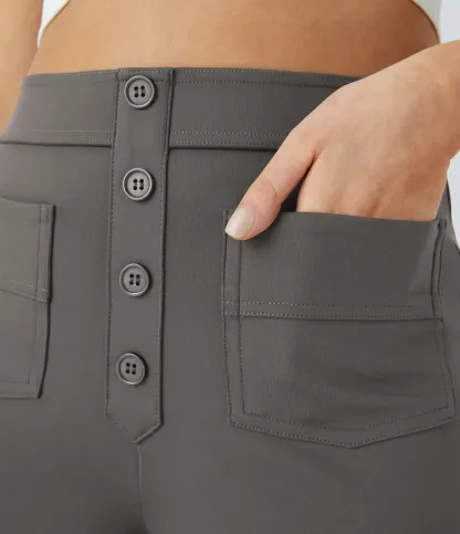 DayStretch High Waisted Pockets Straight Leg Casual Pants