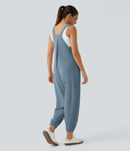 Pockets Waffle Casual Jogger Overalls