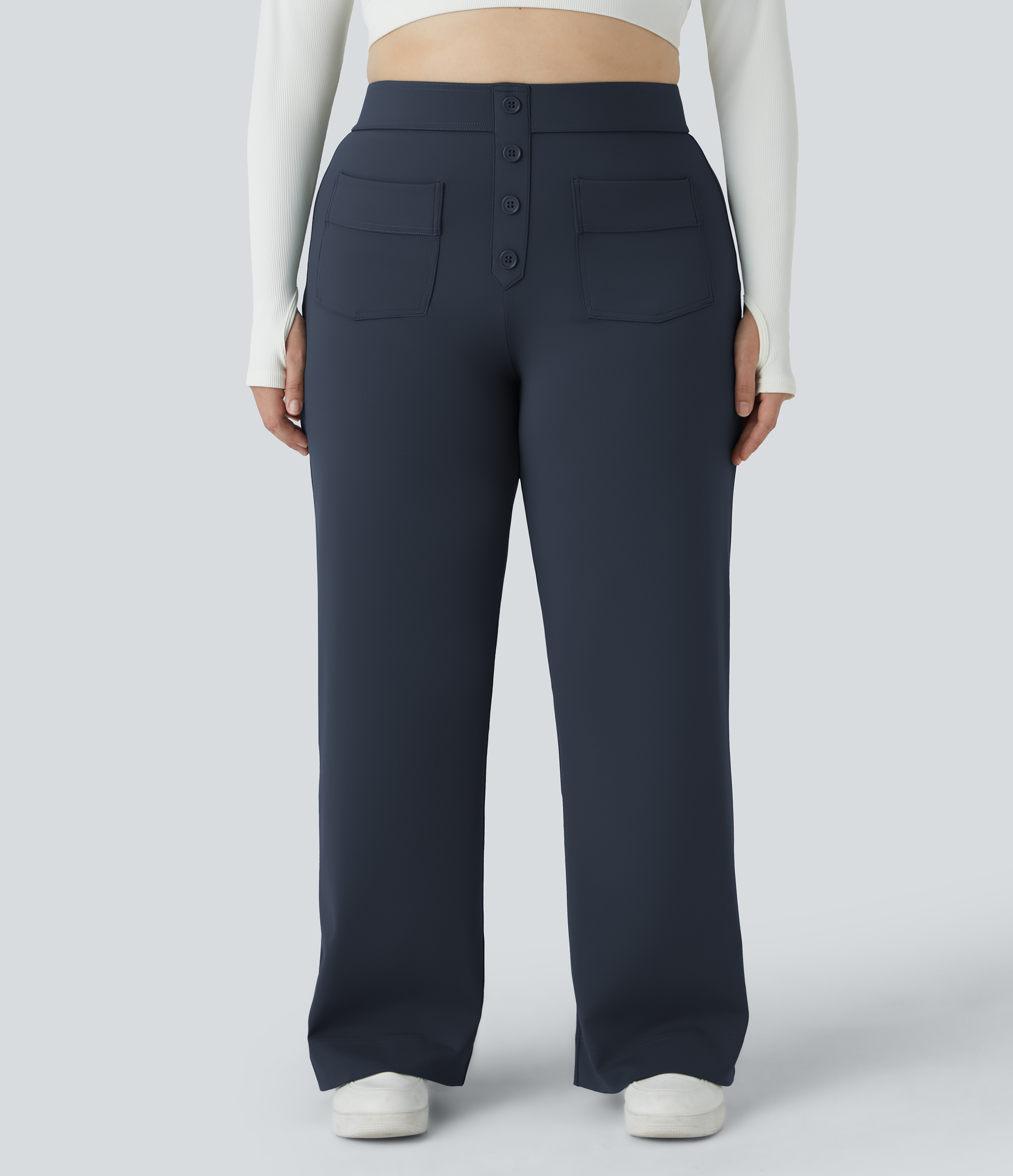DayStretch High Waisted Pockets Straight Leg Casual Plus Size Pants