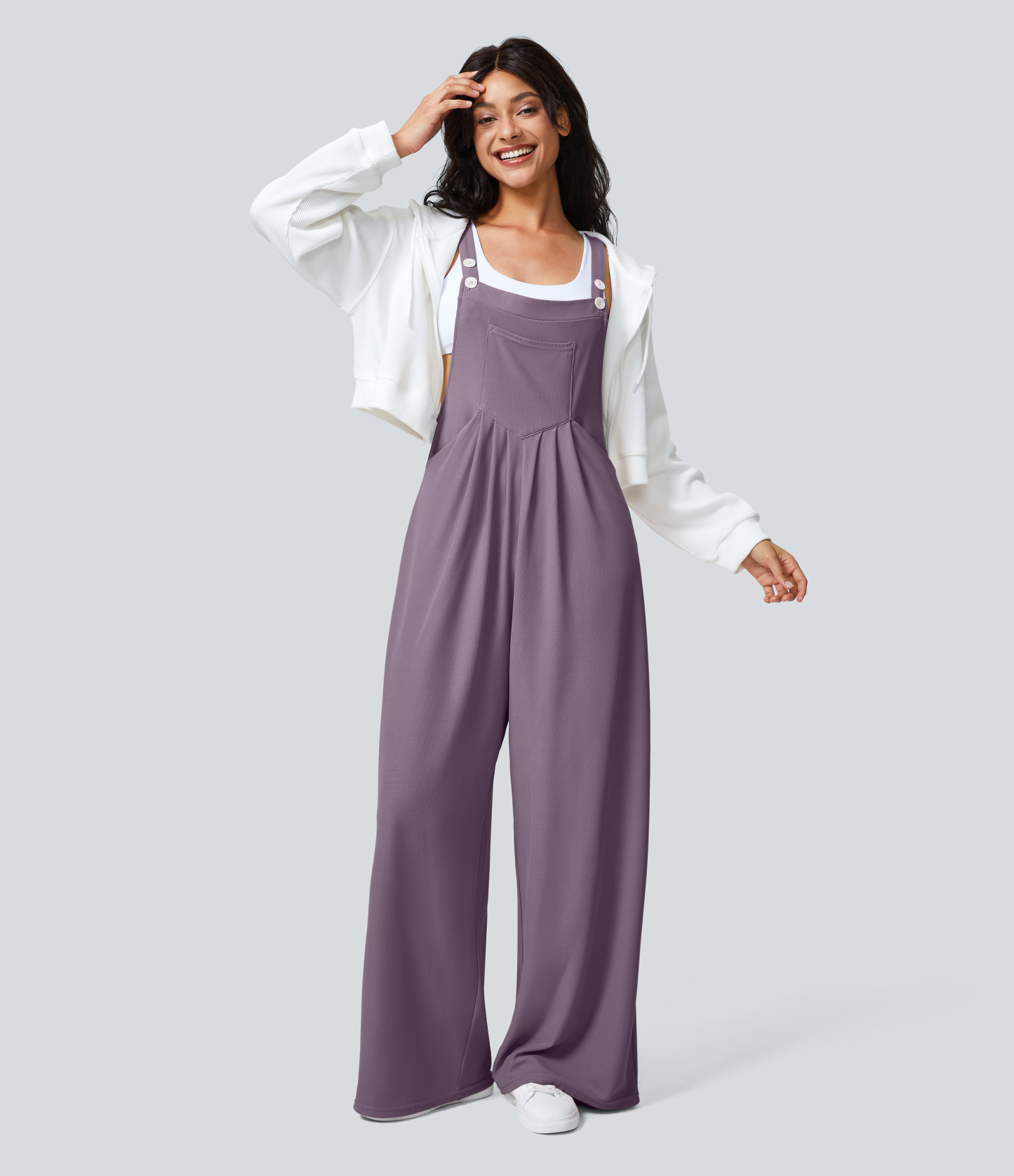 Pockets Waffle Casual Overalls