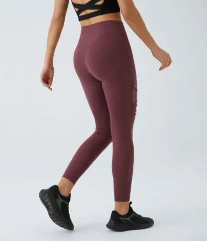 DayStretch High Waisted Crossover Contrast Mesh Decorative Buckle Yoga Leggings