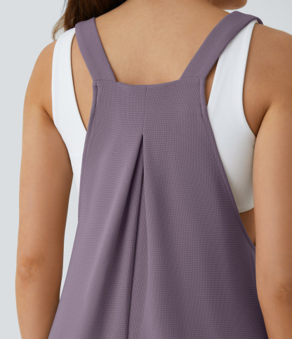 Pockets Waffle Casual Jogger Overalls