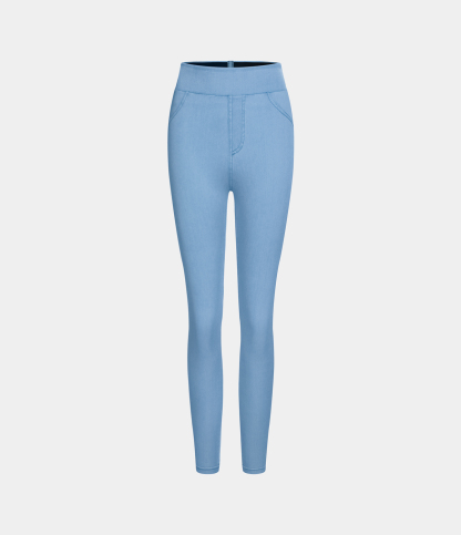 High Waisted Pocket Denim Casual Leggings