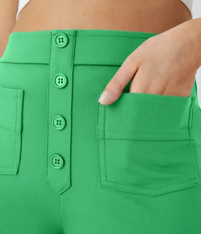 DayStretch High Waisted Pockets Straight Leg Casual Pants