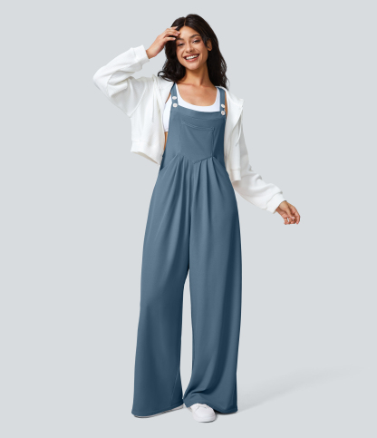 Pockets Waffle Casual Overalls
