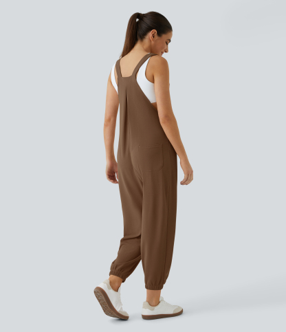 Pockets Waffle Casual Jogger Overalls