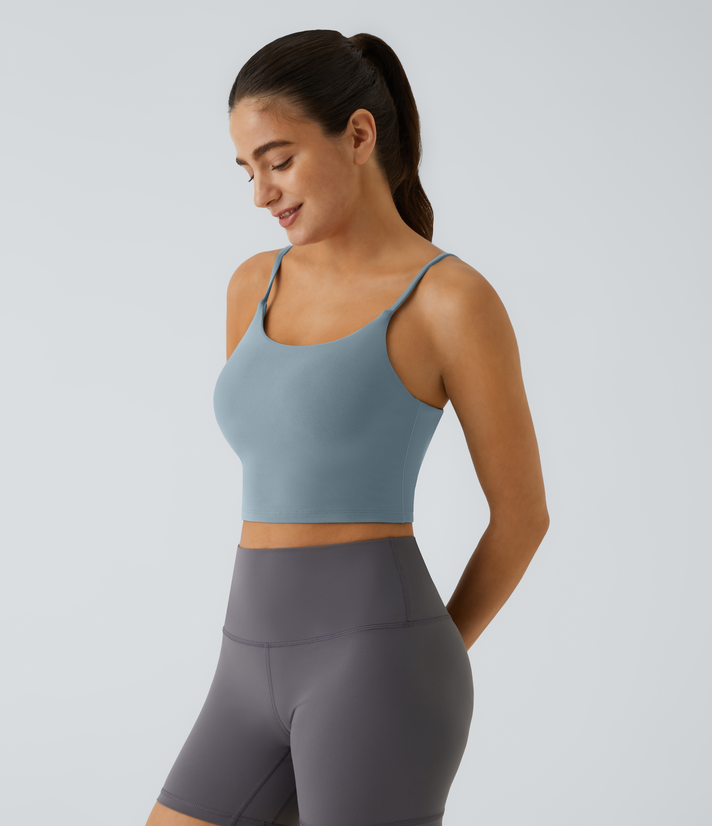 Basic Padded Workout Cropped Low Support Tank Top A-C Cups