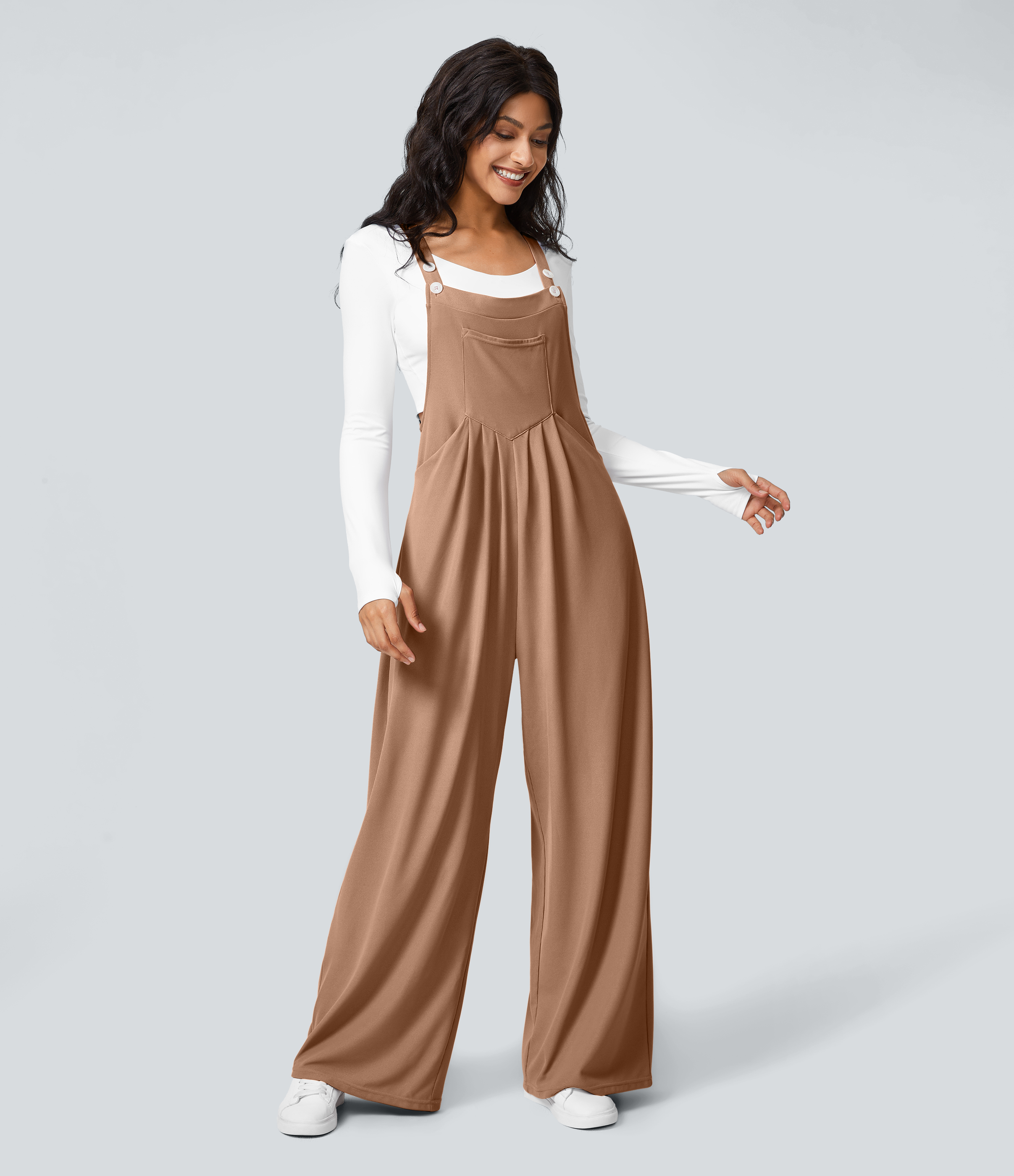 Pockets Waffle Casual Overalls