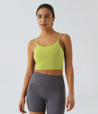 Basic Padded Workout Cropped Low Support Tank Top A-C Cups