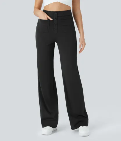 DayStretch High Waisted Pockets Straight Leg Casual Pants