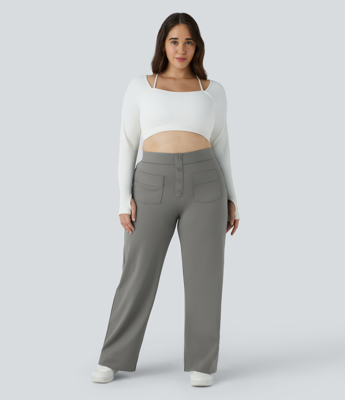 DayStretch High Waisted Pockets Straight Leg Casual Plus Size Pants