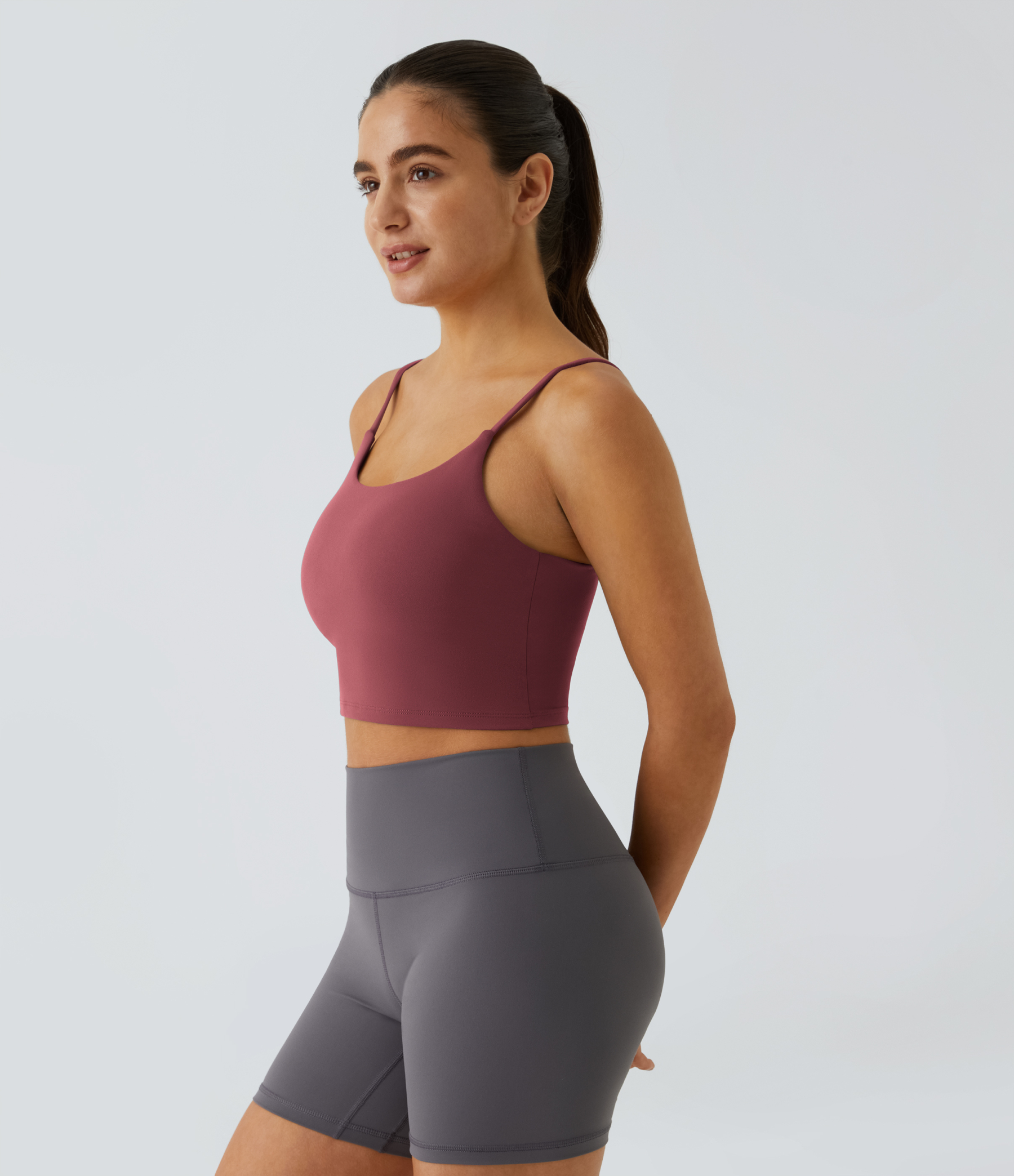 Basic Padded Workout Cropped Low Support Tank Top A-C Cups