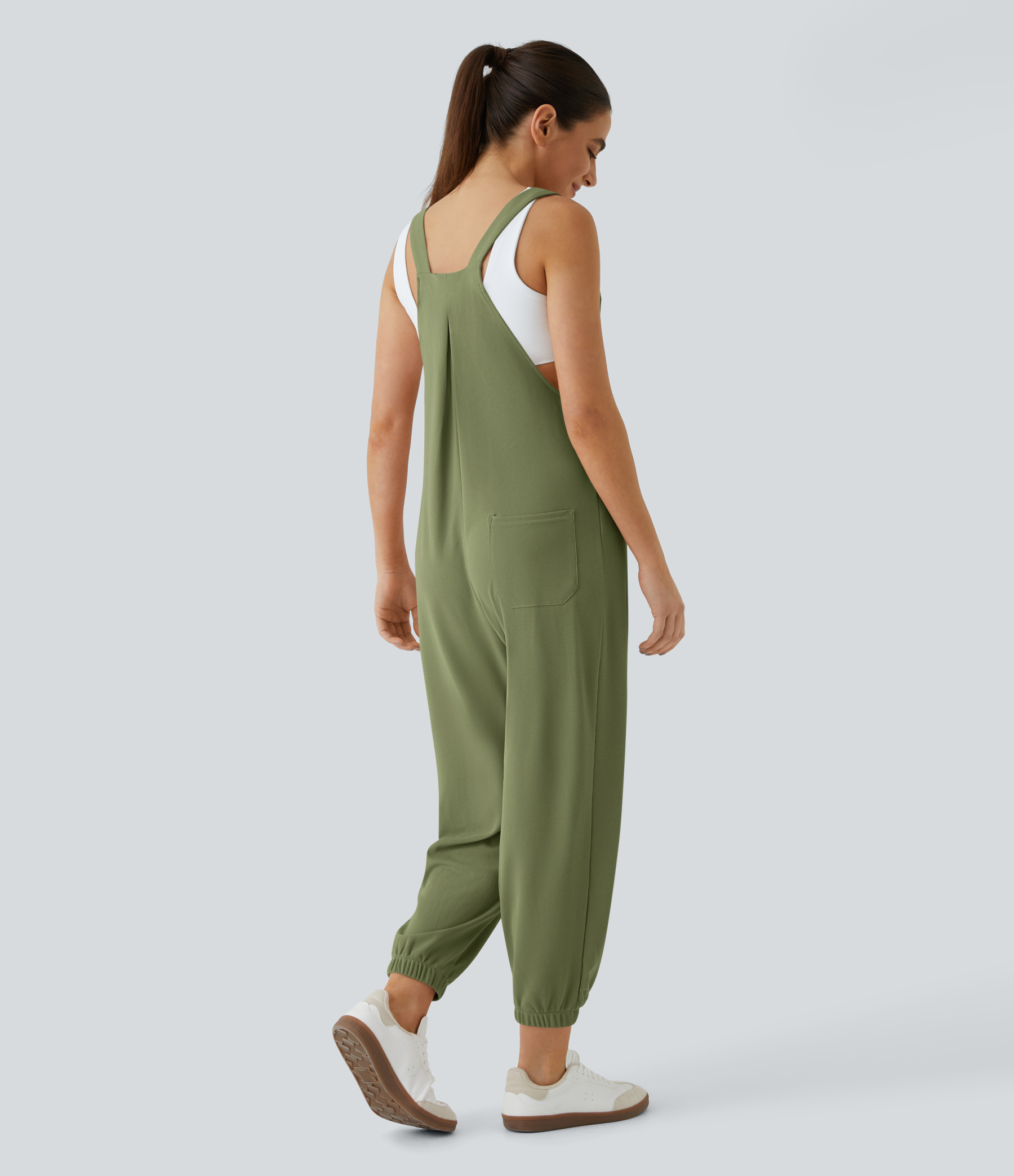 Pockets Waffle Casual Jogger Overalls