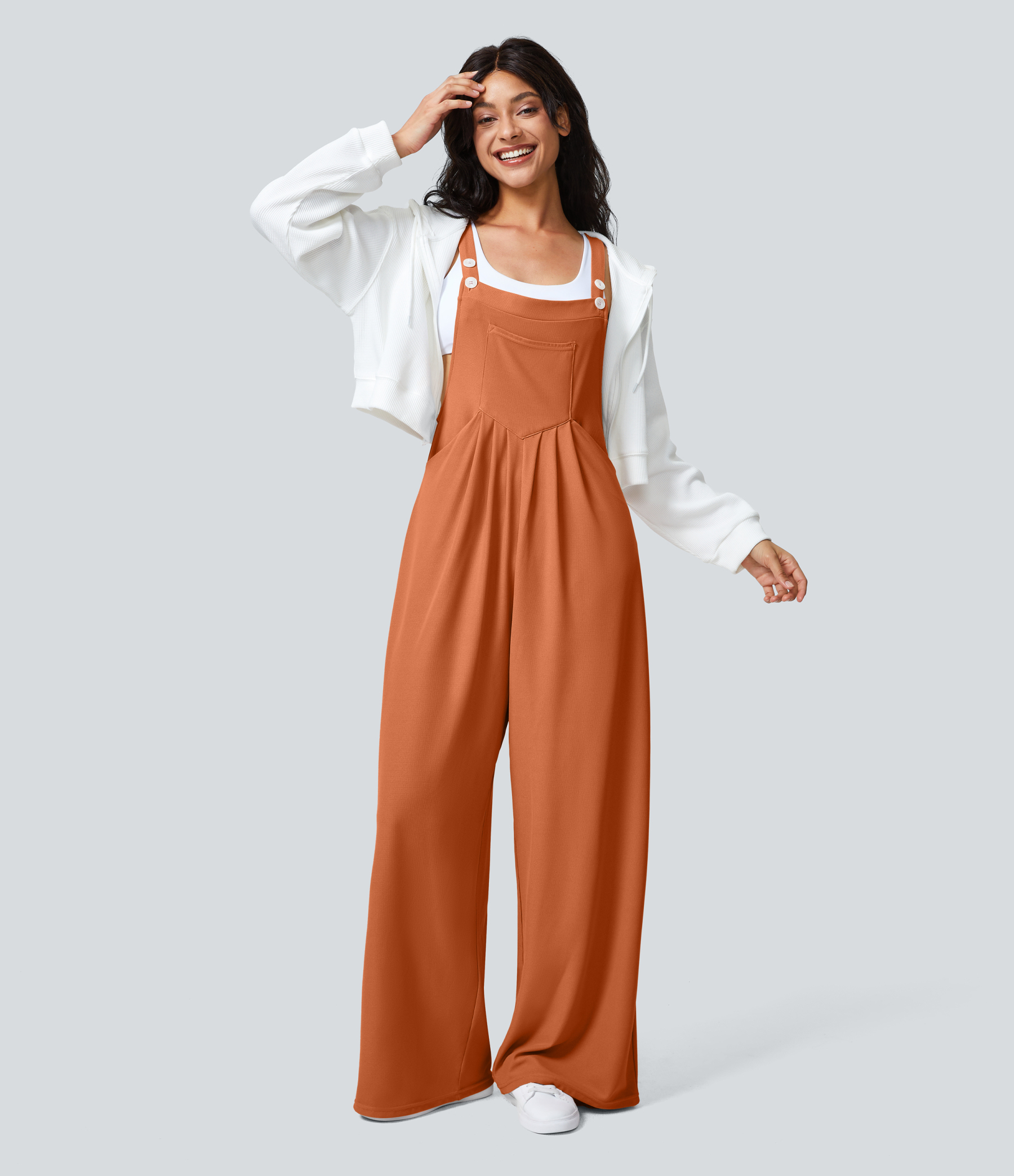 Pockets Waffle Casual Overalls