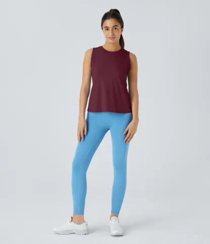 Hollow Cross Hem Solid Color Yoga Vest