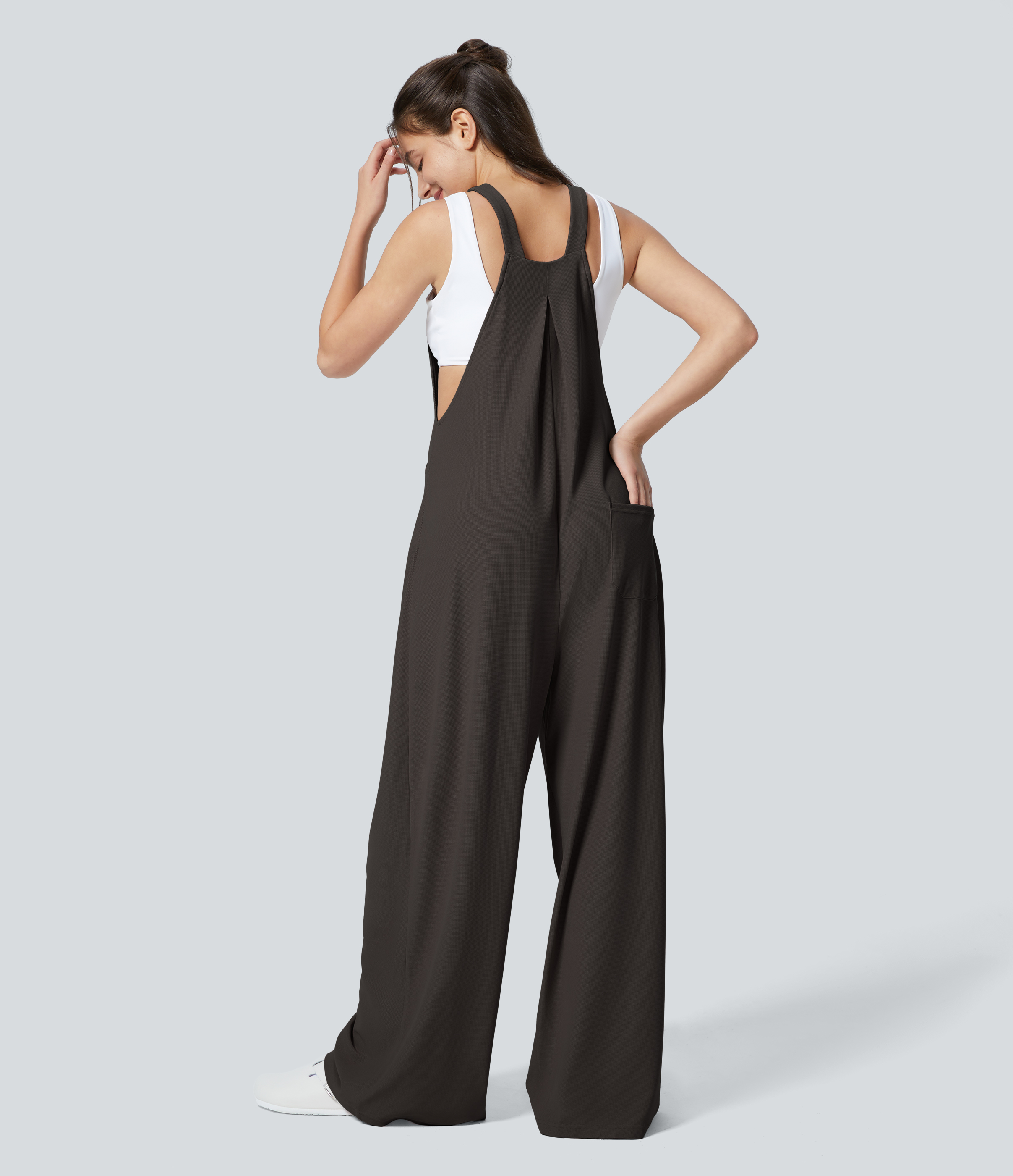 Pockets Waffle Casual Overalls