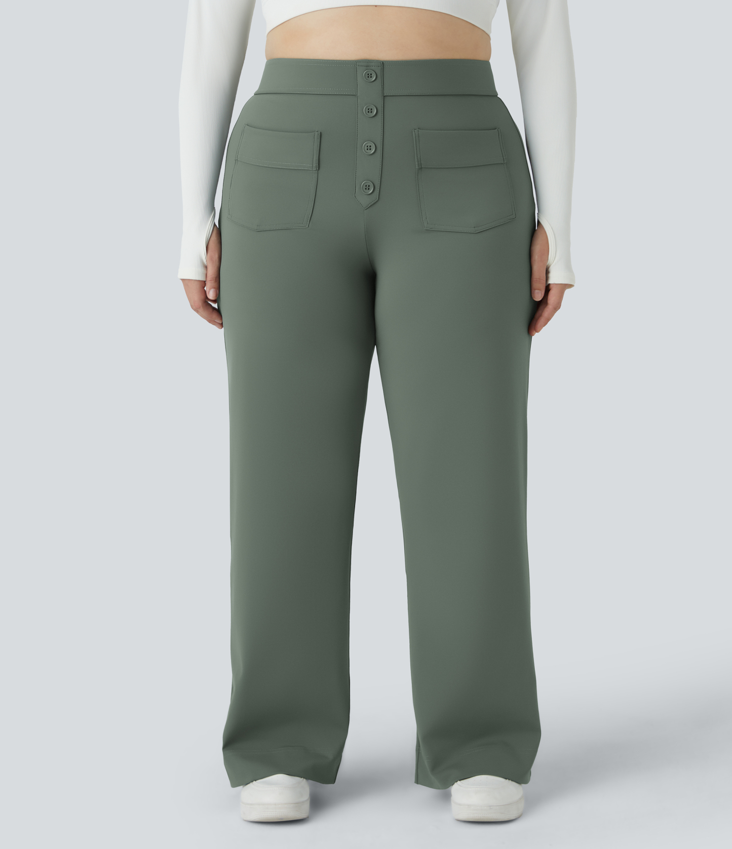 DayStretch High Waisted Pockets Straight Leg Casual Plus Size Pants