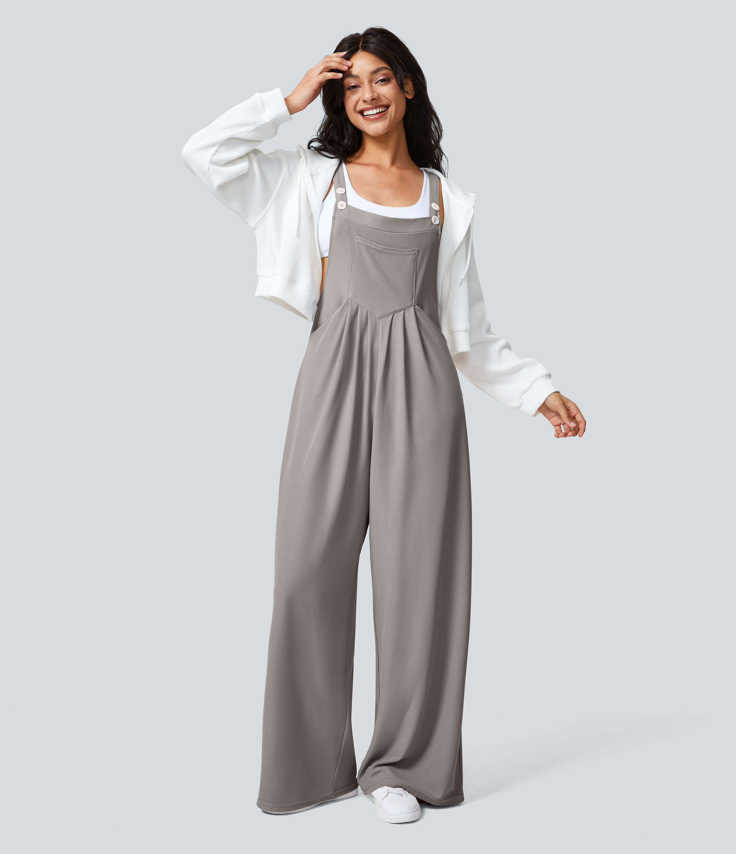 Pockets Waffle Casual Overalls