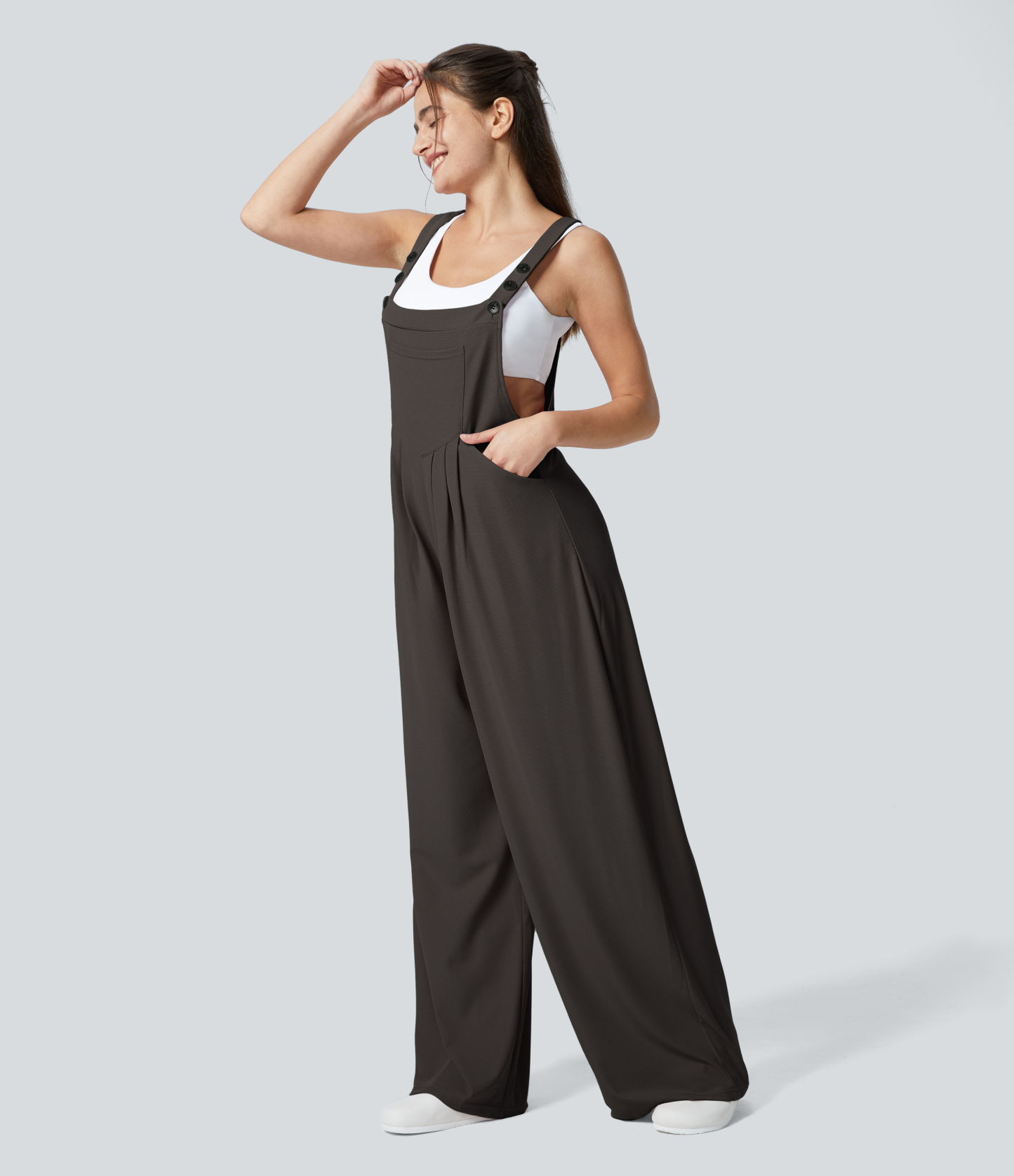 Pockets Waffle Casual Overalls