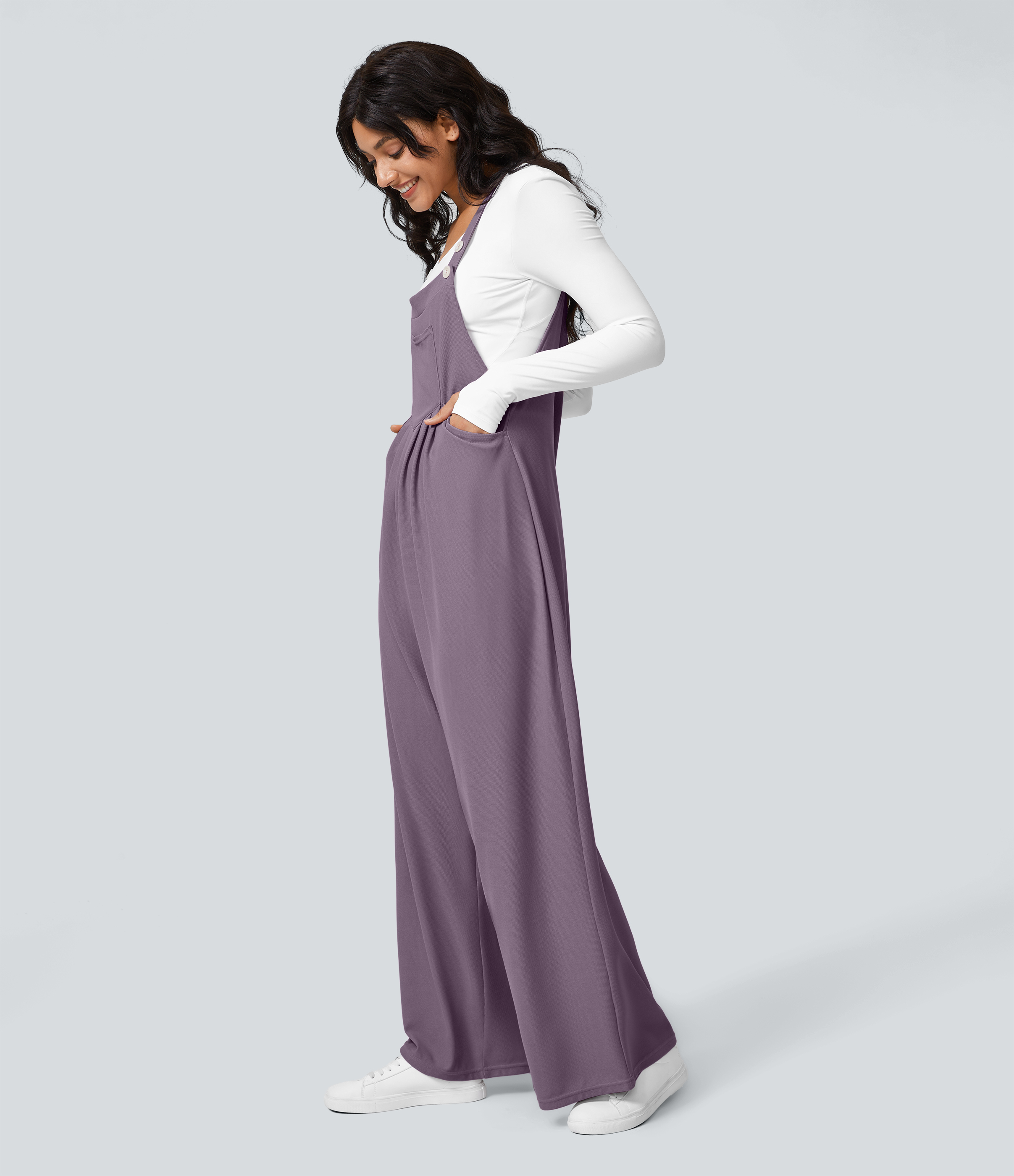 Pockets Waffle Casual Overalls