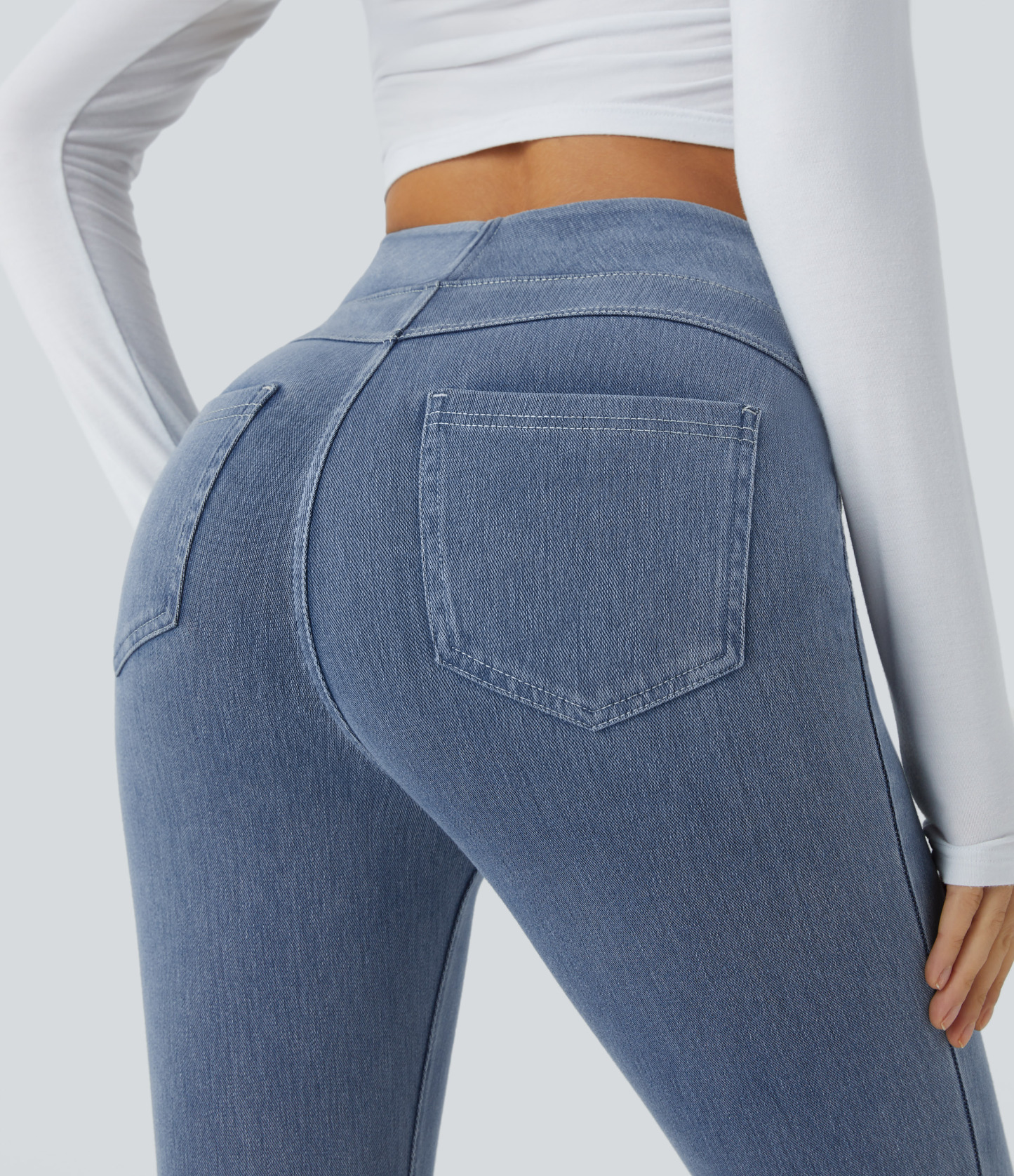 High Waisted Pocket Denim Casual Leggings