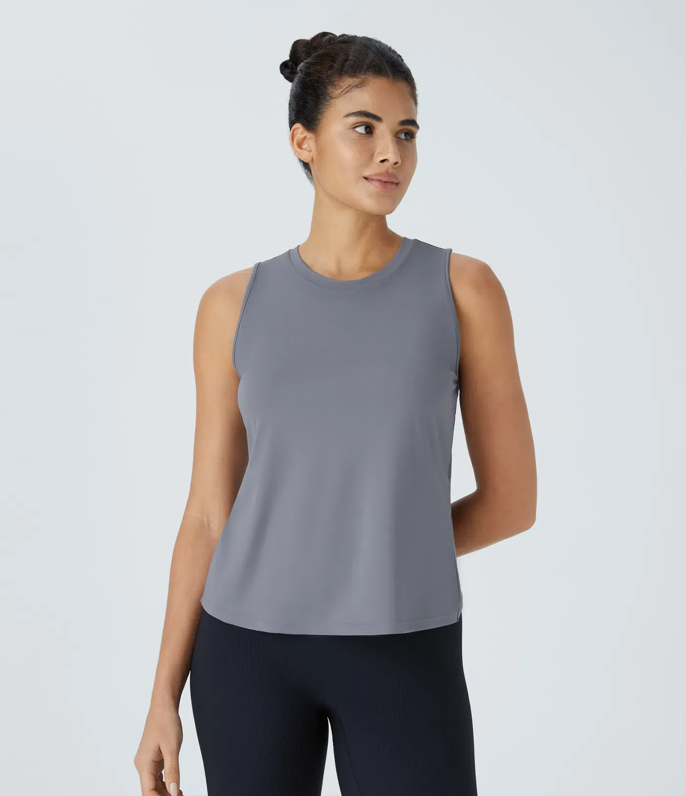 Hollow Cross Hem Solid Color Yoga Vest