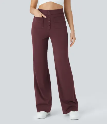 DayStretch High Waisted Pockets Straight Leg Casual Pants