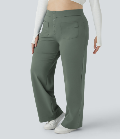 DayStretch High Waisted Pockets Straight Leg Casual Plus Size Pants
