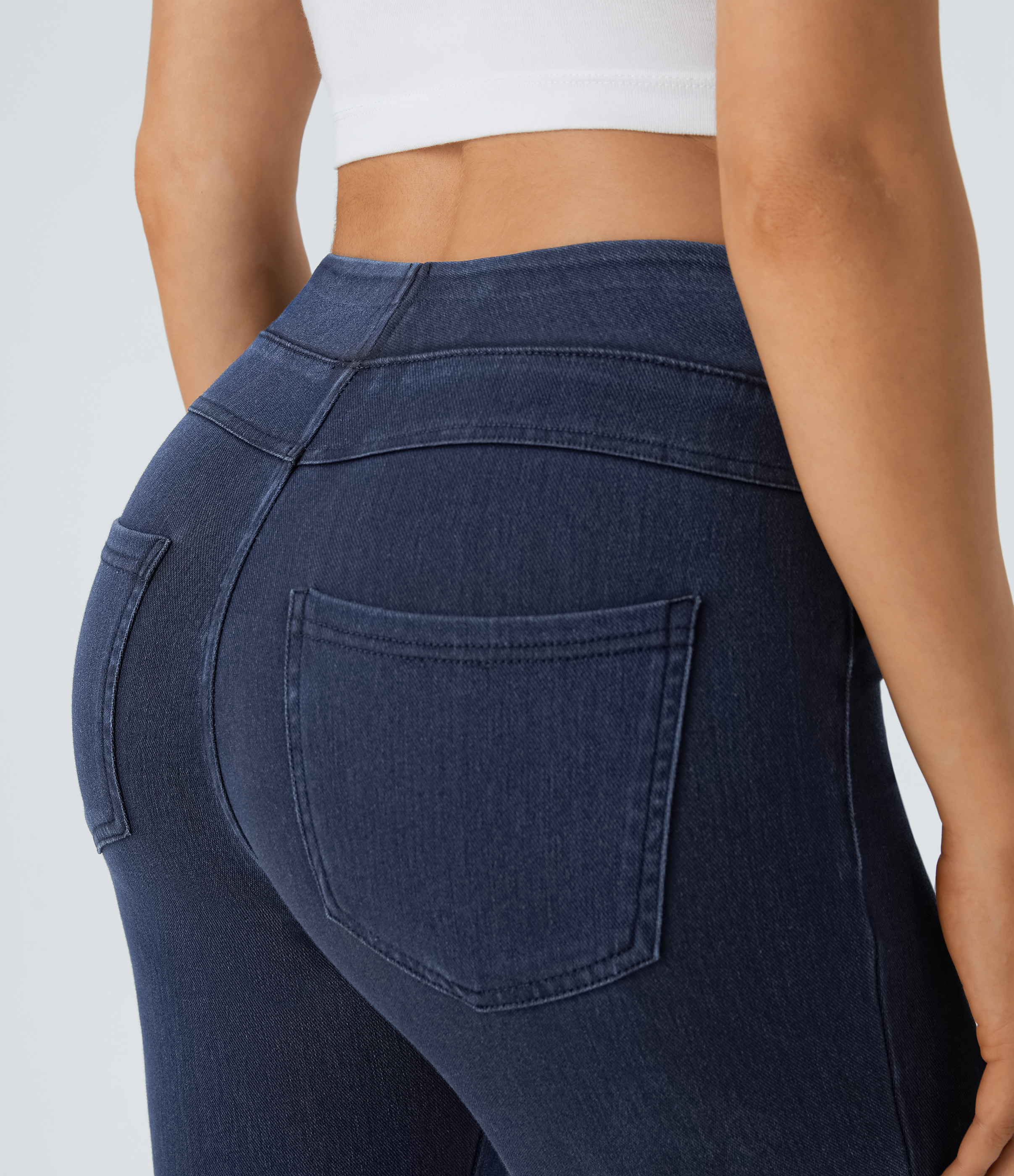 High Waisted Pocket Denim Casual Leggings