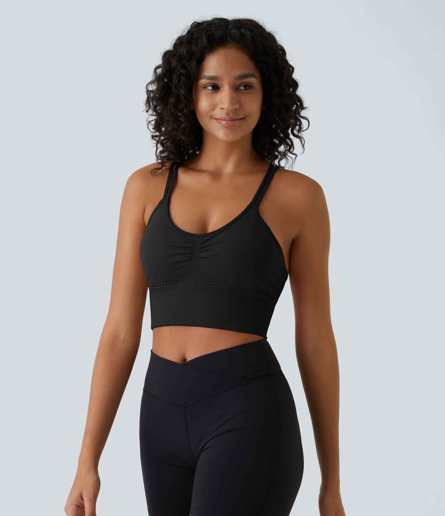 OneForm Seamless Flow Low Support Ruched Double Straps Sports Bra A-C Cups