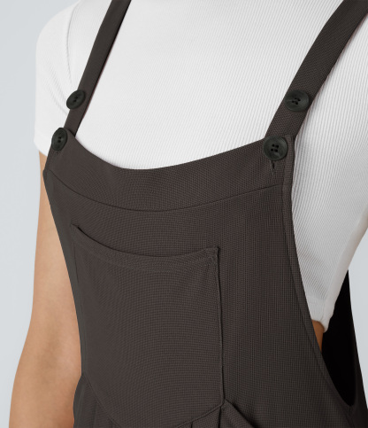 Pockets Waffle Casual Overalls