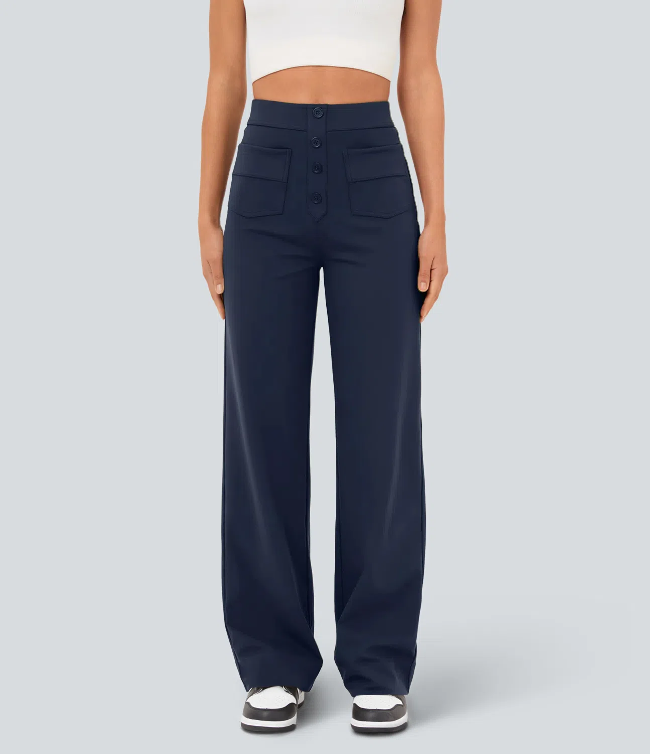 DayStretch High Waisted Pockets Straight Leg Casual Pants