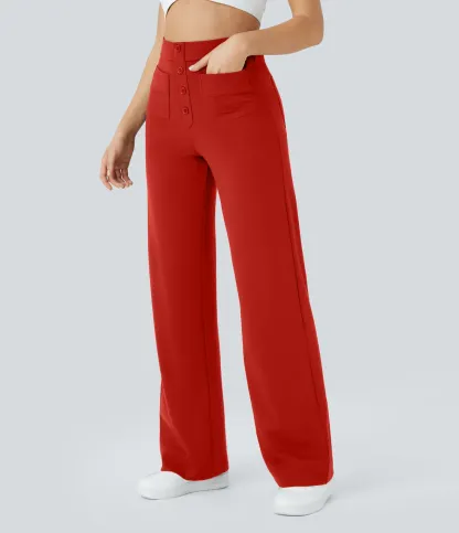 DayStretch High Waisted Pockets Straight Leg Casual Pants