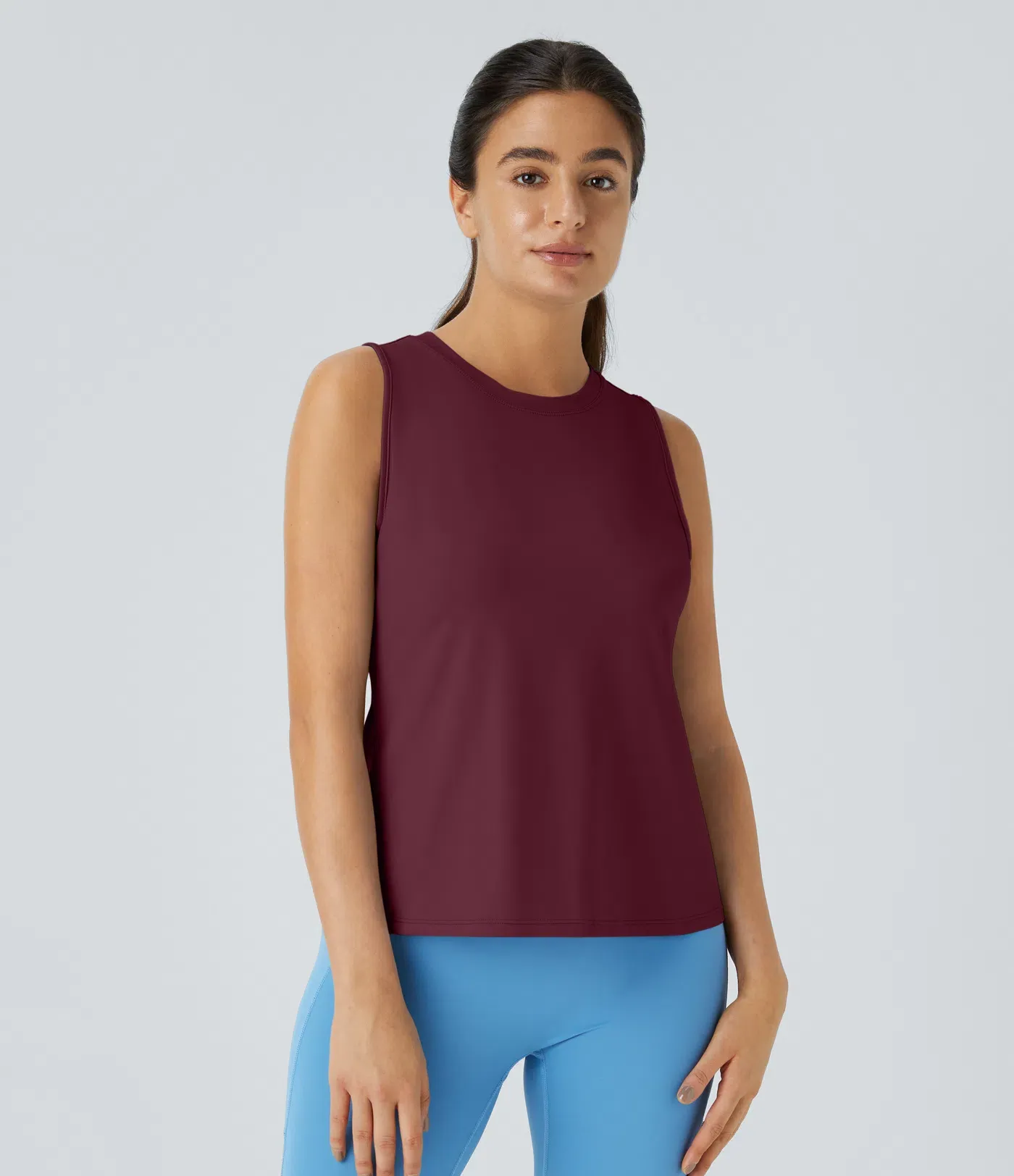 Hollow Cross Hem Solid Color Yoga Vest