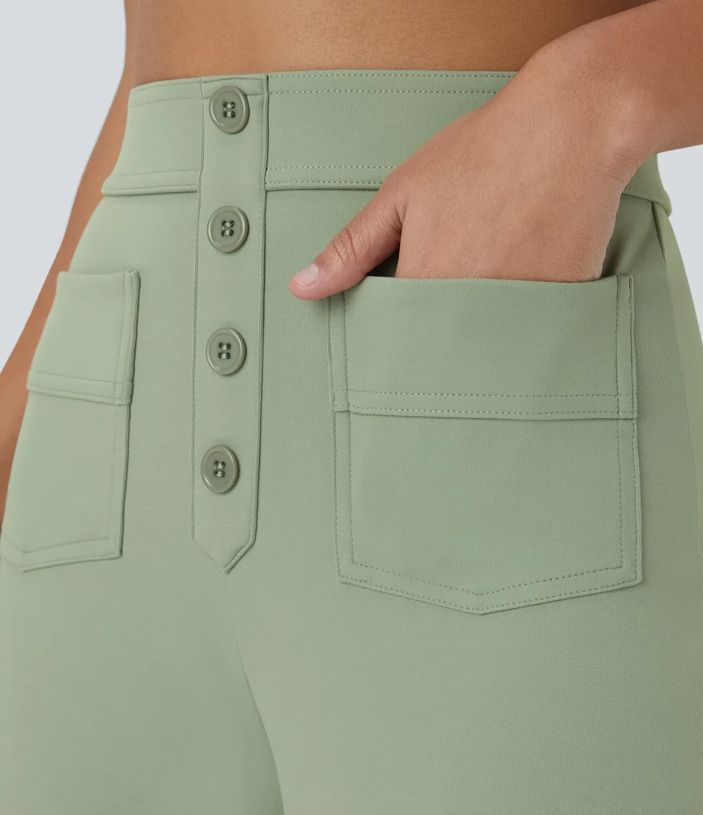 DayStretch High Waisted Pockets Straight Leg Casual Pants