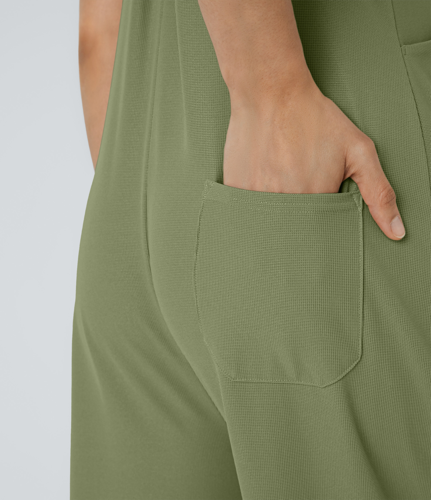 Pockets Waffle Casual Overalls