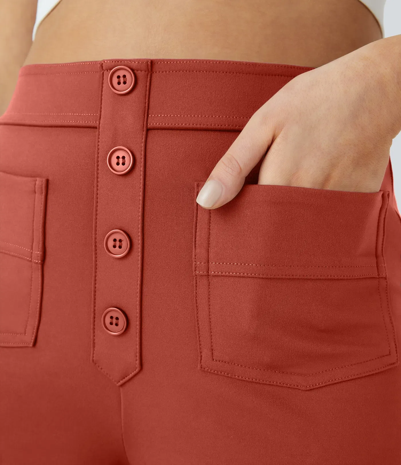 DayStretch High Waisted Pockets Straight Leg Casual Pants